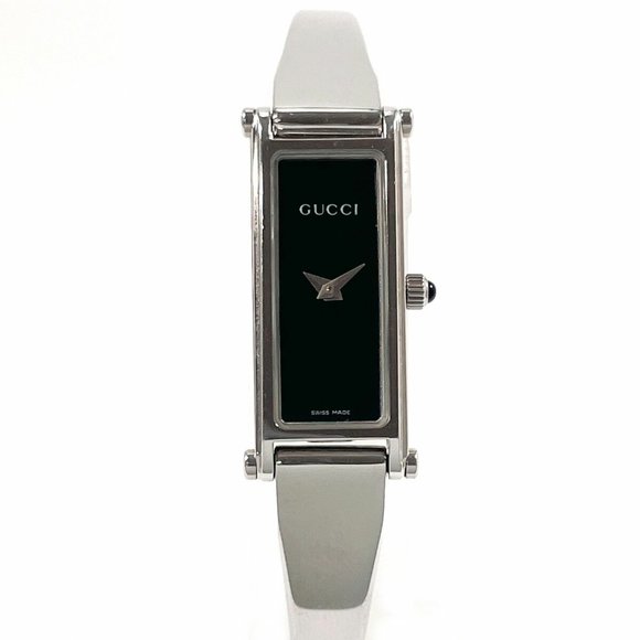 GUCCI 1500L Watch Stainless Steel/Stainless Steel Silver Quartz Black Dial Wo... - Picture 1 of 11